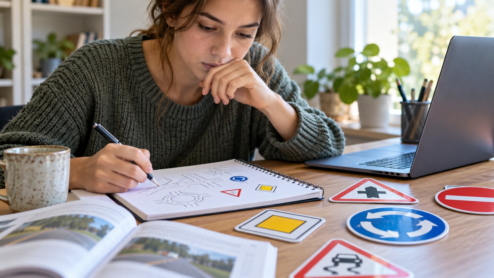 Candidată recapitulează regulile de circulație pentru examenul auto